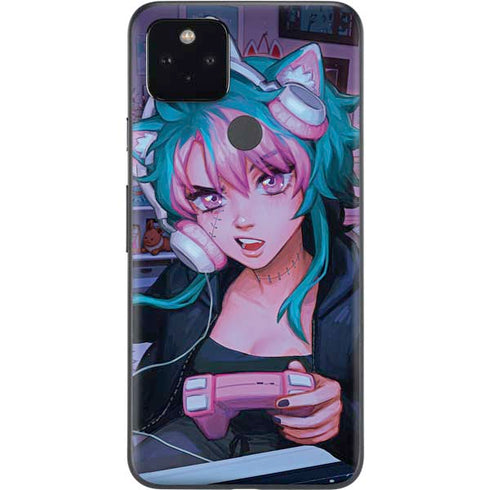 Anime Catgirl Gamer Nerd by Ivy Dolamore Google Pixel 4a 5G Skin
